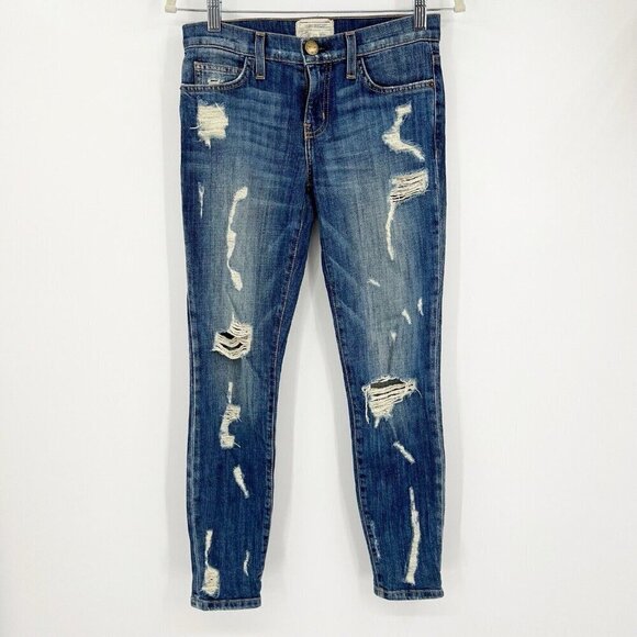 Current Elliot Stiletto Skinny Jeans Jodie Shredded Cotton Stretch Size 24 - Picture 1 of 10